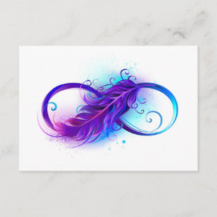 Carte D'accompagnement Infinité avec plumes violettes