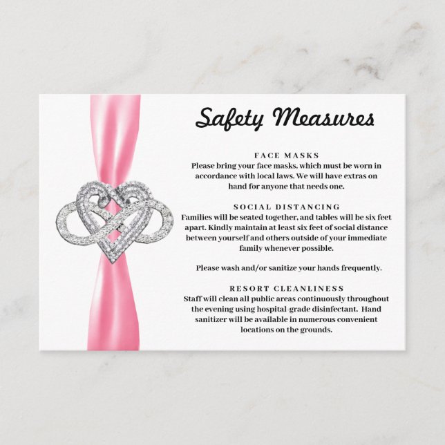 Carte D'accompagnement Infinité du ruban rose Mesures de sécurité cardiaq (Devant)