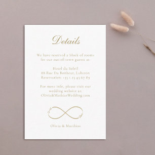 Carte D'accompagnement Infinity Love Monogram White Mariage Hotel Détail