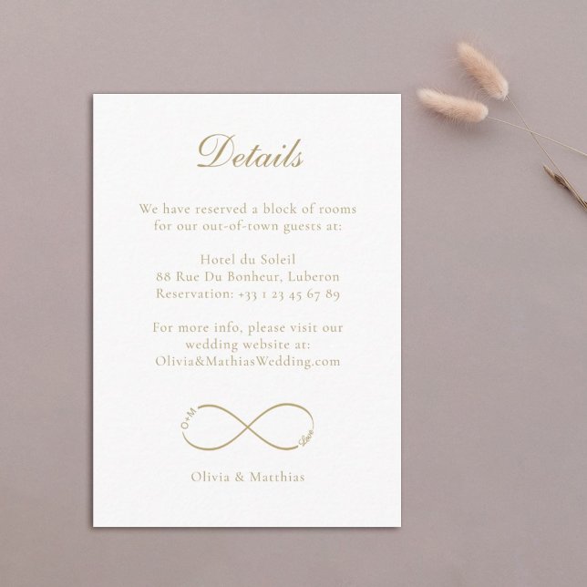 Carte D'accompagnement Infinity Love Monogram White Mariage Hotel Détail (Créateur téléchargé)