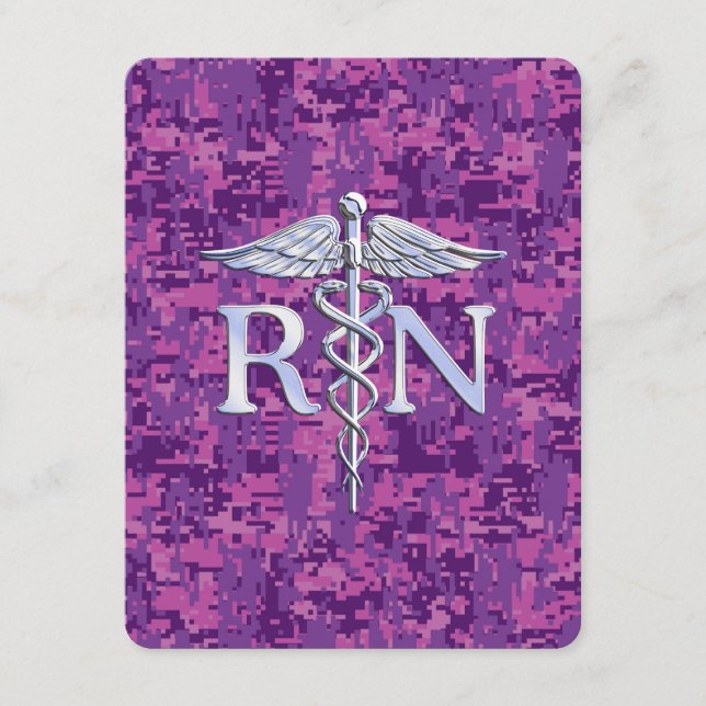 Carte D'accompagnement Infirmière autorisée RN Caduceus sur Camo rose (Devant)