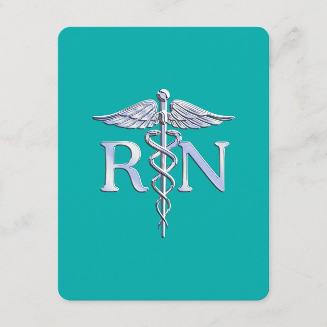 Carte D'accompagnement Infirmière autorisée RN Caduceus sur Turquoise (Devant)