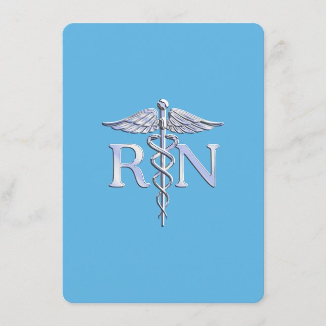 Carte D'accompagnement Infirmière inscrite RN Caduceus sur Baby Blue (Devant)