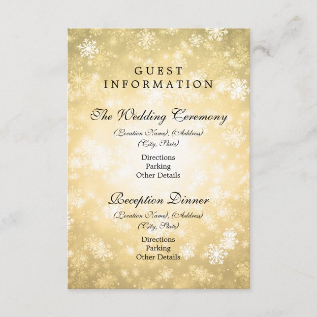Carte D'accompagnement Informations clients Gold Winter Wonderland (Devant)