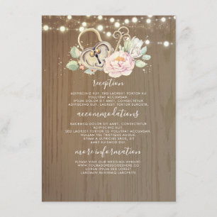 Carte D'accompagnement Informations de mariage à clé vintage pour invité