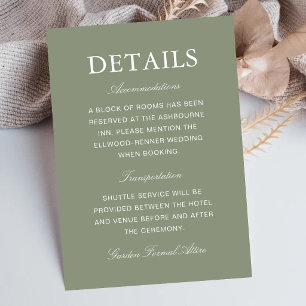 Carte D'accompagnement Informations de mariage à l'écriture classique ver