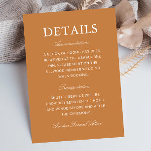 Carte D'accompagnement Informations de mariage élégantes et formelles en 