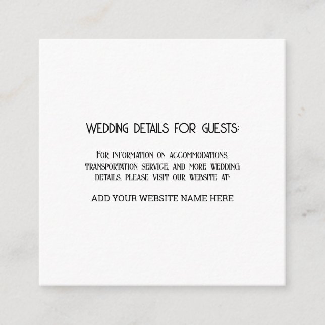 Carte D'accompagnement Informations de mariage personnalisées Clients Noi (Devant)