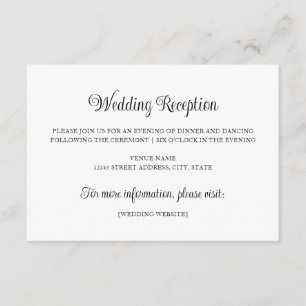 Carte D'accompagnement Informations De Réception De Mariage Classique Sim