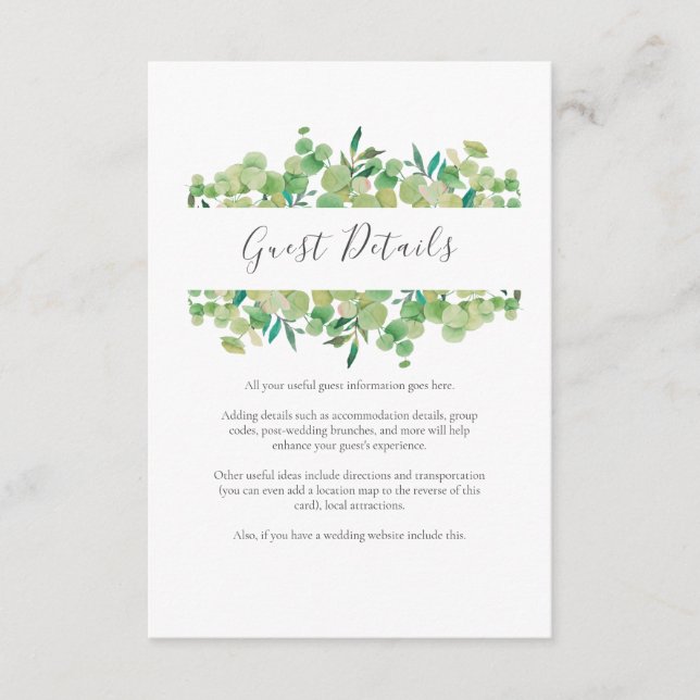 Carte D'accompagnement Informations détaillées pour les invités sur l'euc (Devant)