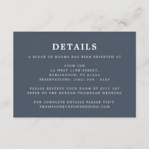 Carte D'accompagnement Informations détaillées sur le mariage simple bleu