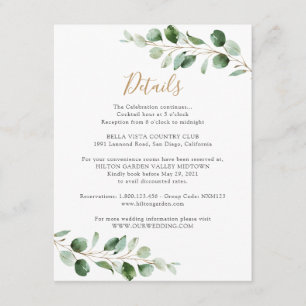 Carte D'accompagnement Informations détaillées sur l'élégante verdure euc