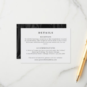 Carte D'accompagnement Informations élégantes sur le mariage en marbre no