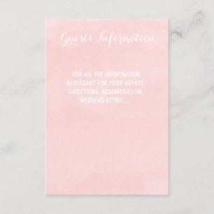 Carte D'accompagnement Informations modernes pour les invités d'un mariag