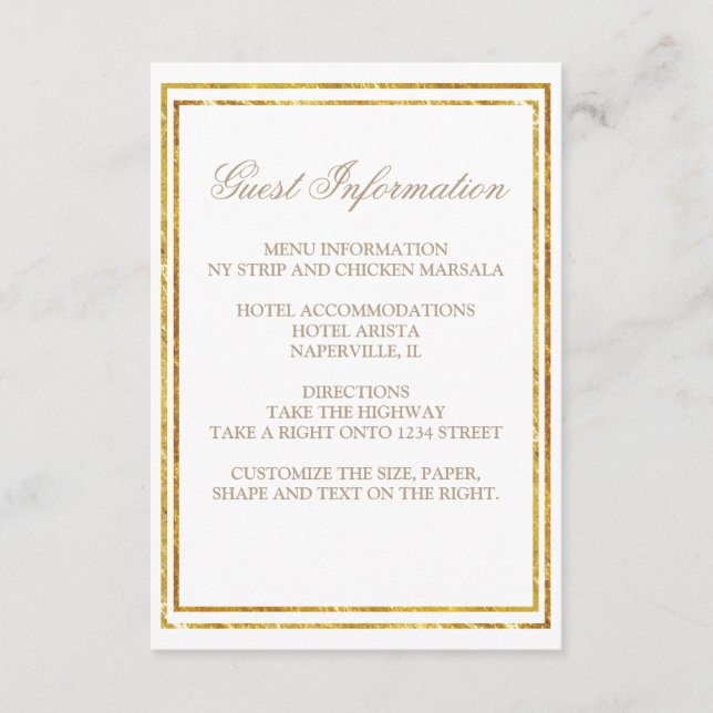 Carte D'accompagnement Informations pour les invités de mariage à bordure (Devant)