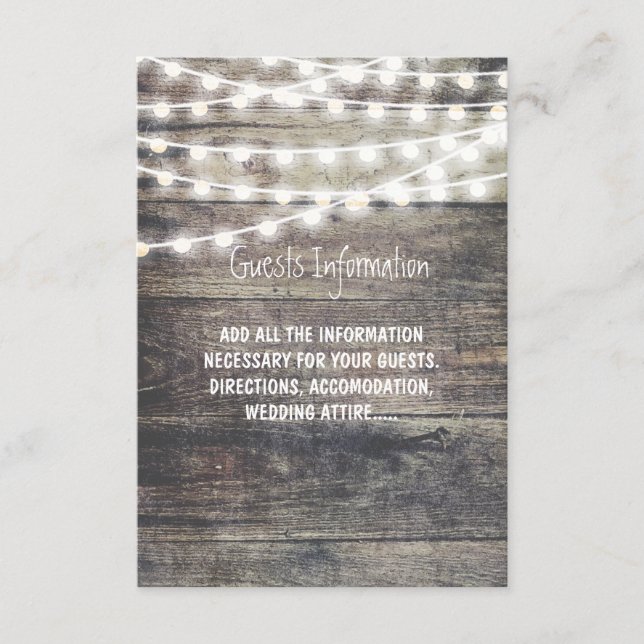 Carte D'accompagnement Informations pour les invités de mariage avec du b (Devant)