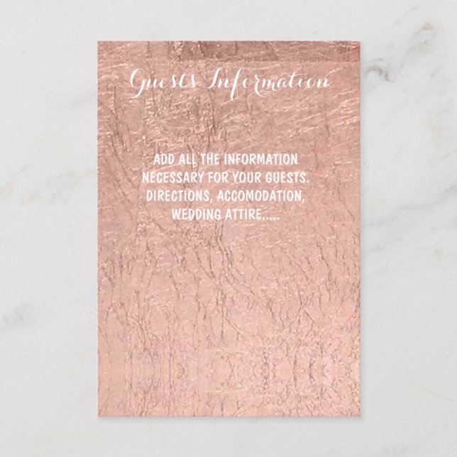 Carte D'accompagnement Informations pour les invités de mariage en feuill (Devant)