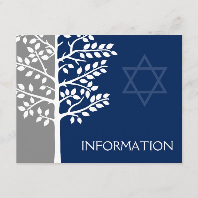 Carte D'accompagnement Informations sur la Bar Mitzvah de l'Arbre de Vie  (Devant)