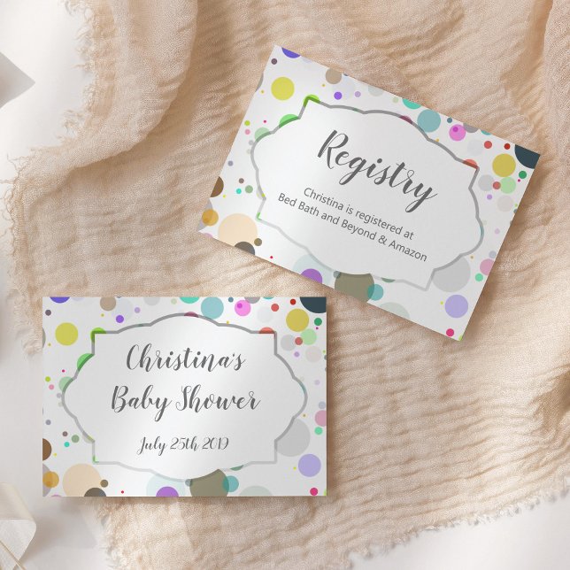 Carte D'accompagnement Informations sur le Baby shower du registre Pois c (Créateur téléchargé)