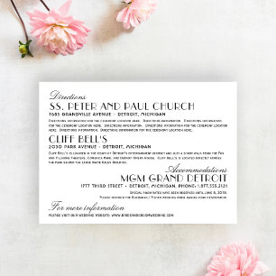 Carte D'accompagnement Informations sur le Mariage Art Déco vintage