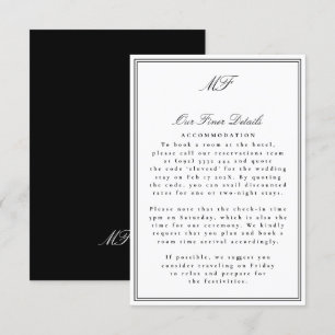 Carte D'accompagnement Informations sur le Mariage blanc Tuxedo encadré