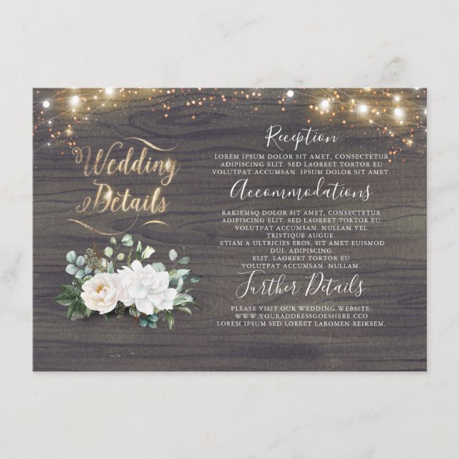 Carte D'accompagnement Informations sur le Mariage campagnard Rustique Fl (Devant)