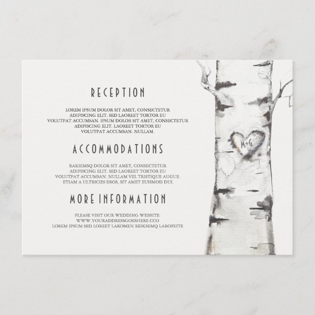 Carte D'accompagnement Informations sur le Mariage d'aquarelle de l'arbre (Devant)