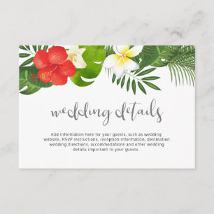 Carte D'accompagnement Informations sur le Mariage floral tropical ID475