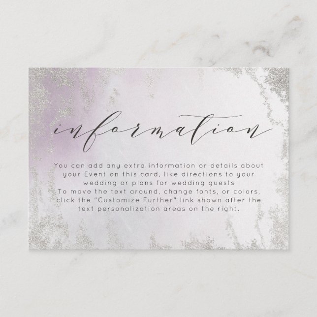 Carte D'accompagnement Informations sur le Mariage Ombre Light Purple Sil (Devant)