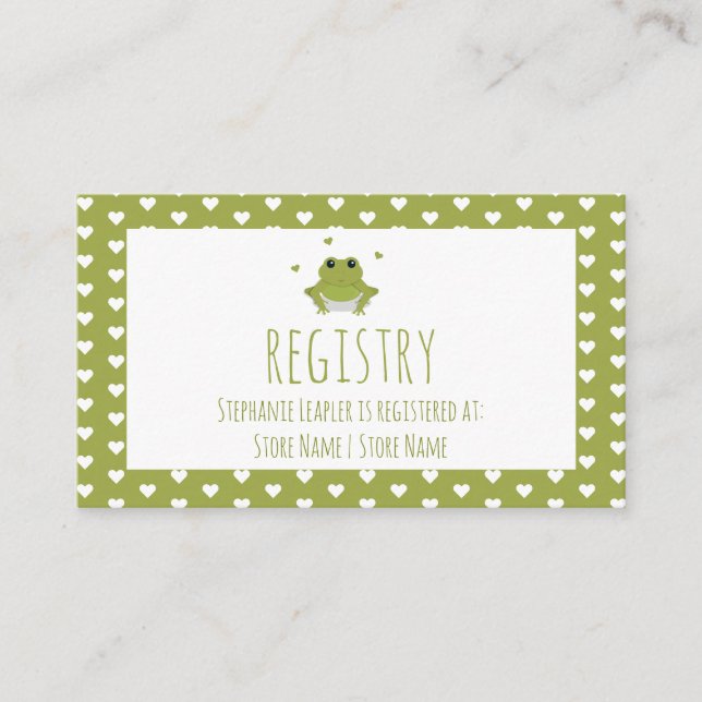 Carte D'accompagnement Informations sur le registre pour le Baby shower (Devant)