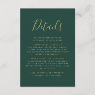 Carte D'accompagnement Informations sur le script Emerald And Gold