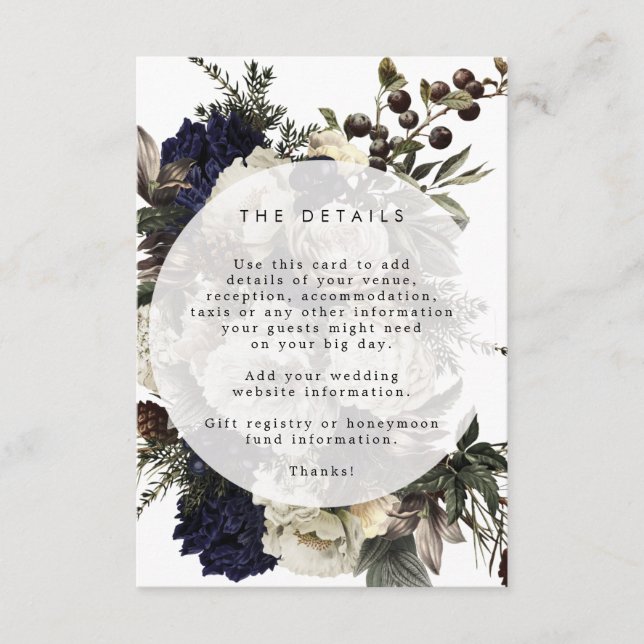 Carte D'accompagnement informations sur les détails de mariage avec des f (Devant)
