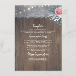 Carte D'accompagnement Informations sur les Mariages rustiques et bleus p