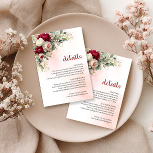 Carte D'accompagnement Informations sur un mariage avec une végétation fl
