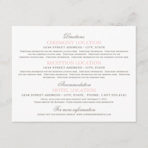 Carte D'accompagnement Informations vintages sur le Mariage rose et gris