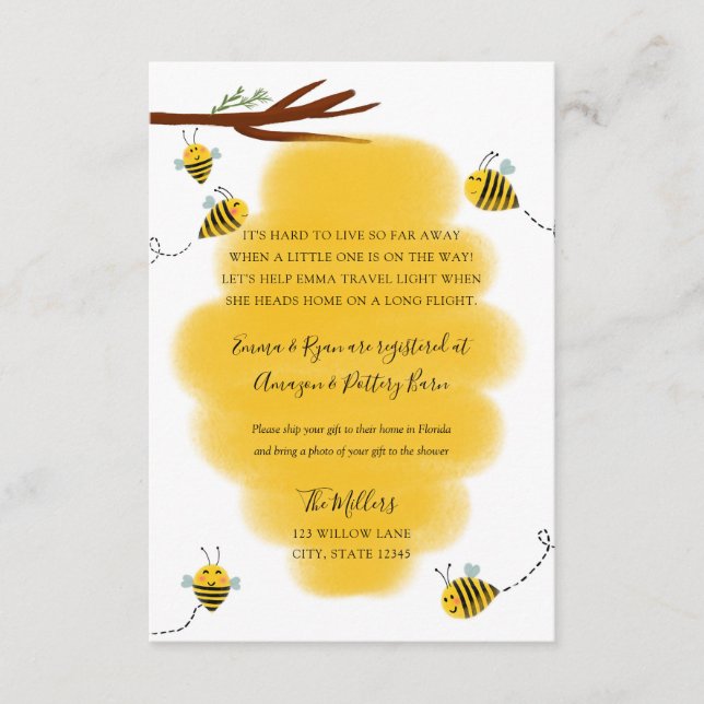 Carte D'accompagnement Infos baby shower longue distance (Devant)