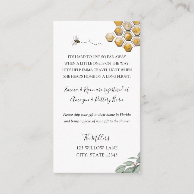 Carte D'accompagnement Infos baby shower longue distance (Devant)