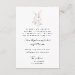Carte D'accompagnement Infos de baby shower longue distance Bunny