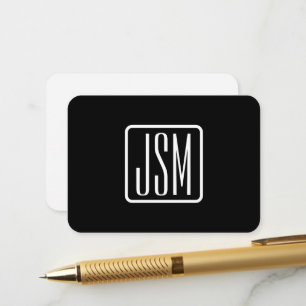 Carte D'accompagnement Initiales monogrammes modernes   Noir & Blanc