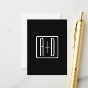 Carte D'accompagnement Initiales monogrammes modernes   Noir & Blanc