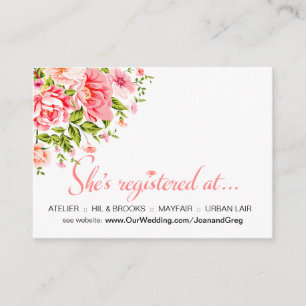 Carte D'accompagnement Inscription à la douche à fleurs Insertion baby