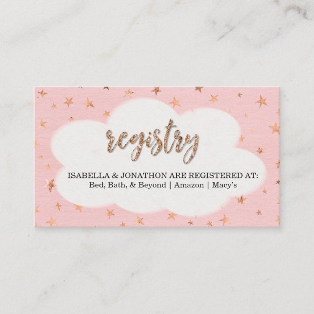 Carte D'accompagnement Inscription du registre pour l'invitation Baby sho (Devant)