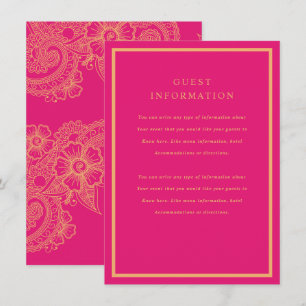 Carte D'accompagnement Insertion de Mariage Mehndi
