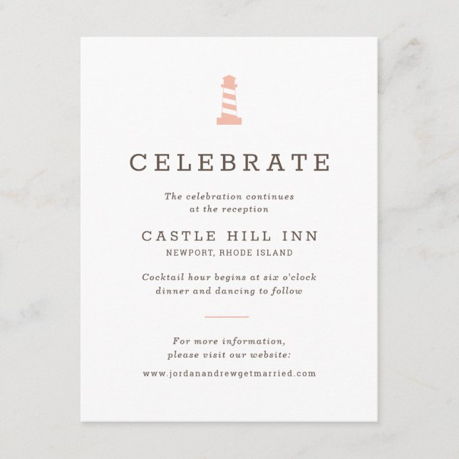 Carte D'accompagnement Insertion de phare pour Nautical Beach Wedding (Devant)