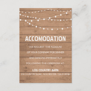 Carte D'accompagnement Insertion en bois de mariage de suite de lumières