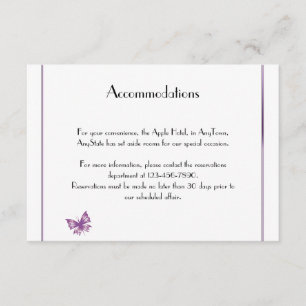 Carte D'accompagnement Insertion pourpre de mariage de coeur de papillon