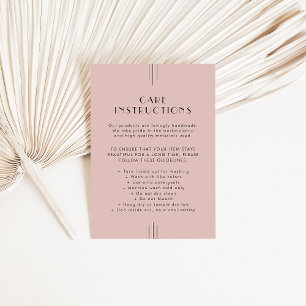 Carte D'accompagnement Instructions de soin de produit de blush Art Déco