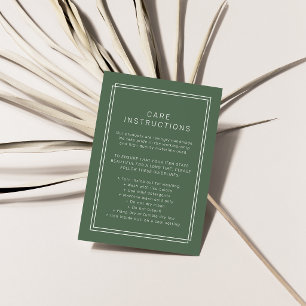 Carte D'accompagnement Instructions d'entretien de produit rustique vert