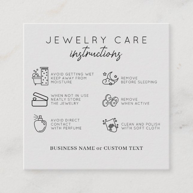 Carte D'accompagnement Instructions pour la bijouterie Merci gris (Devant)