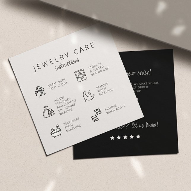 Carte D'accompagnement Instructions pour la bijouterie Merci noir blanc (Créateur téléchargé)